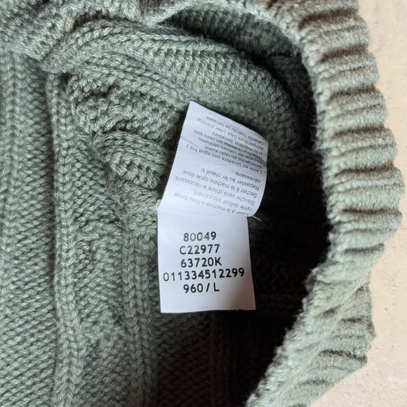Vintage 90s Chaps Men’s Sweater Large Green Cable Knit 100% Cotton Crewneck - Picture 7 of 7